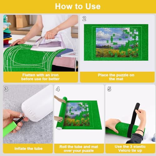 Image of Ainiv Jigsaw Puzzle Mat Roll Up 1500 Pieces, 46 inch x 26 inch, Green