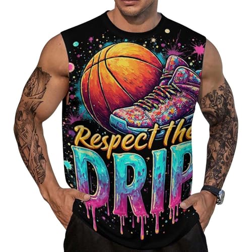 HTRODHT Respect The Drip Basketball Drip Game Day Sleeveless Shirts