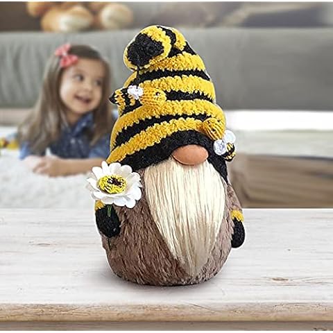 PERMORMAK Bee Gnome Spring Sunflower Doll Decor, Handmade Bumble Plush Faceless Doll Ornaments, Desktop Gnomes Ornaments,Christmas Elf Decoration Ornaments Thanks Giving Day Gifts Swedish Gnome Cover