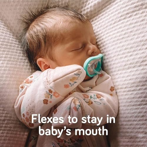 Image of Nanobebe Baby Pacifiers 0-3 Month - Orthodontic, Curves Comfortably with Face Contour, Award Winning for Breastfeeding Babies, 100% Silicone, Baby Registry Gift 4pk, Sage /White
