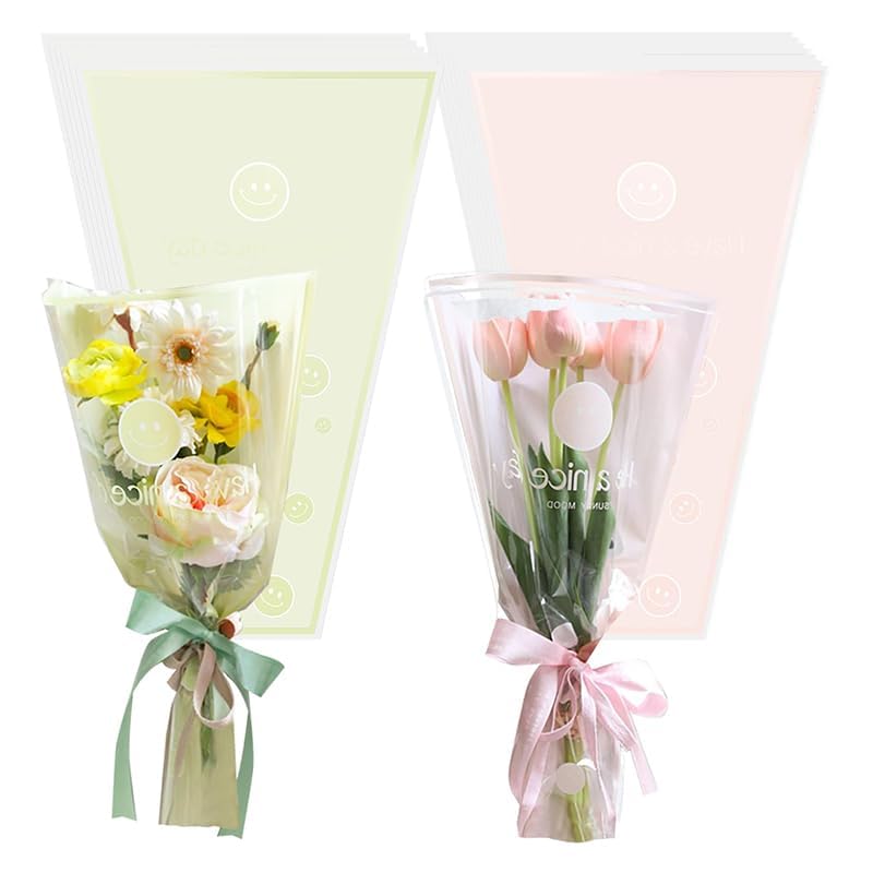 Amazon | お花紙 フラワー ラッピングバッグ 100枚セット 花束包装袋