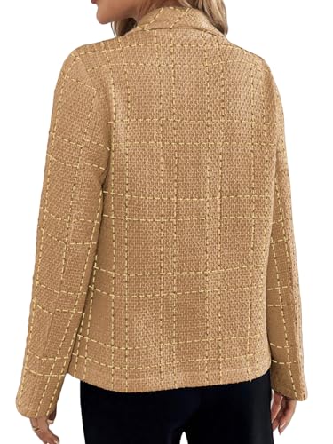 Mina Self 2025 Fall Women's Tweed Blazer Plaid - Slim Fully-Lined Fashion Casual Elegant Work Office Suit Jacket with Pockets3