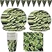 BESTZY Couverts Camouflage Vert Camouflage Couverts Armée Vert Couverts Camouflage Fête Décoration Fête d'anniversaire Couverts Ensemble