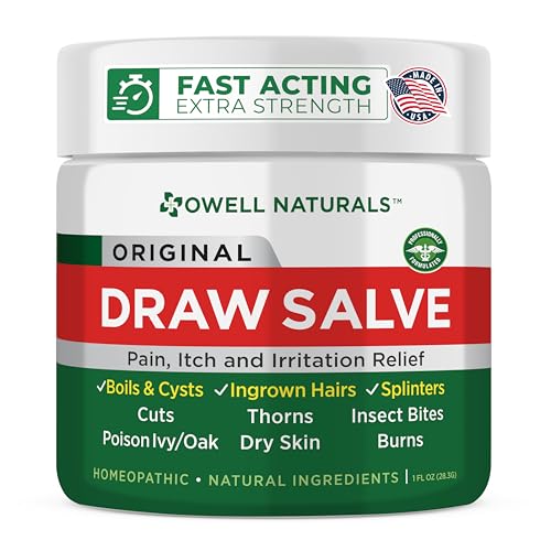 OWELL Naturals Drawing Salve Ointment for Boil & Cyst Removal, Deep Ingrown Hair, Splinter Remover, Bug Spider Bites, Bee Sting, Mosquito Itching, Poison Ivy