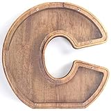 ARTANLIFE 9.1 in Large Wooden Letter Money Coin Banks,Wooden Initial Alphabet Personalized Customized Name Cute Unbreakable Clear Acrylic Piggy Bank for Kids Boys Adult Girls Baby Children Toddler (C)