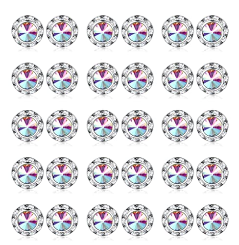 SAILIMUE 15Pairs Rhinestone Earrings For Women Dance Competition Performance Ballet Stud Earrings Stainless Steel Round Acrylic Stone Inside Rhinestone Crystal Halo Dance Competition Earrings Set 15mm 20mm