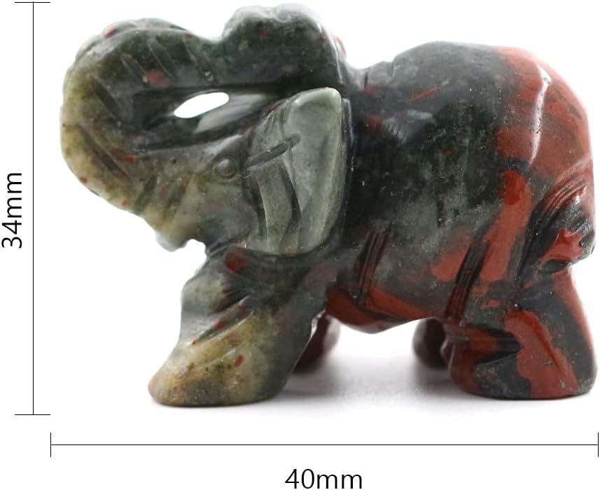Ouubuuy Natural Africa Bloodstone Crystal Elephant Stone Gemstone Ornament Reiki Healing Crystal Gift 1.5 inch - Image 3