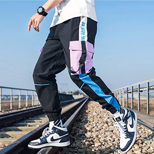 Mens Joggers Cargo Pants Outdoor Sports Fashion Casual Athletics Cool Pants for Men Hip Hop with Drawstring