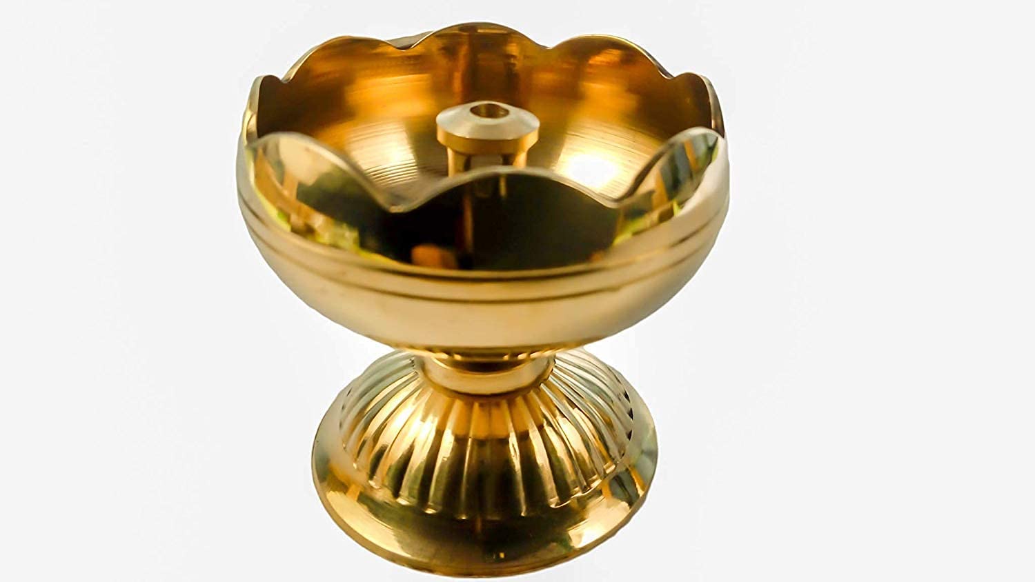 Shri Anand Flower Design Brass Diya Puja Deepak Oil Lamp Decorative Spiritual Lighting for Temple Use (Height 4 CM) 2