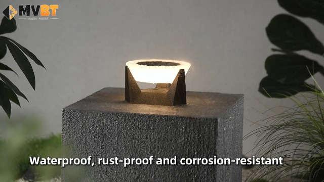 MVBT Solar Post Lights, 3000K 11" Outdoor Column Lights, Modern Pillar Light Waterproof, Dusk To
