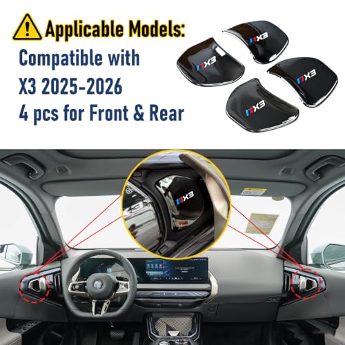 Image of Car Inner Door Handle Panel Covers compatible with BMW X3 2025-2026 | Titanium Black Interior Trim Accessories, 4 pcs for Front and Rear