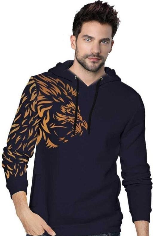 SWAGGER JNS Men's Tiger Printed Cotton Blend Hooded T-Shirt & Sweatshirt | Regular Fit T-Shirts for Men's