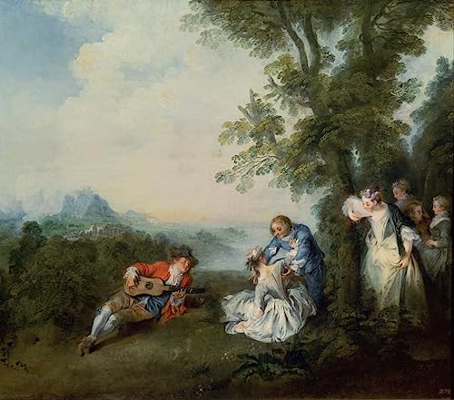 Lienzo de Nicolas Lancret bosque arte moderno para decorar salón 60x90cm