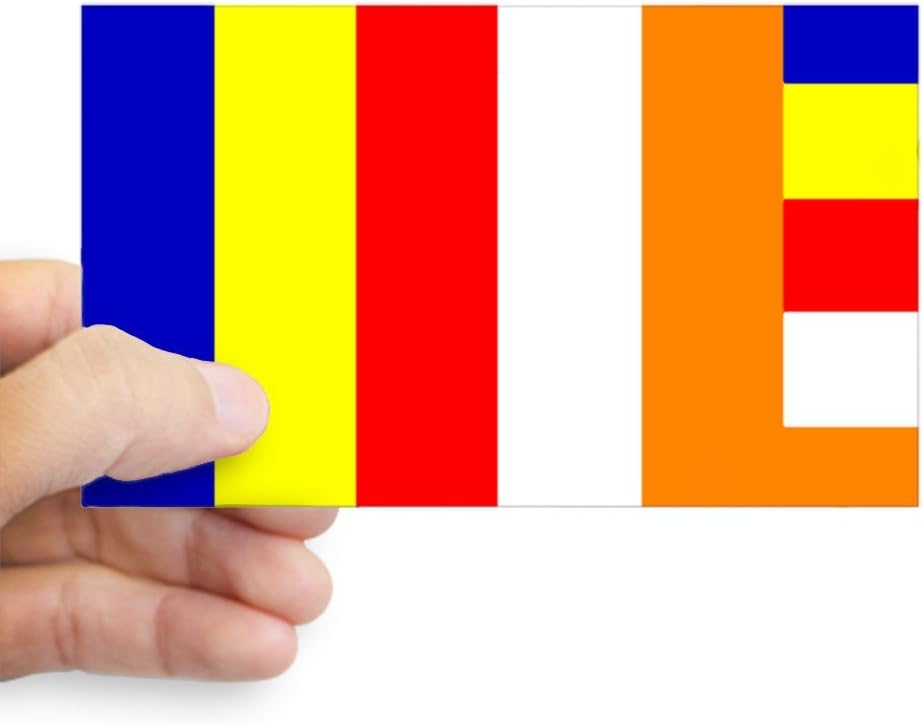 CafePress - Buddhist Flag Rectangle Sticker - Rectangle Bumper Sticker Car Decal