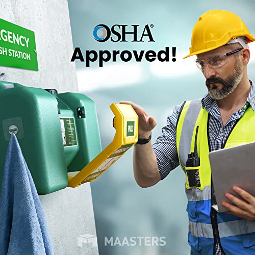 Maasters 8Gal Portable Eye Wash Station, Wall Mount Eyewash Station Osha-Approved, Emergency Eye Wash Station With Mirror & Dual Spray, First Aid Eye Wash Units, Ansi Certified Eye Washing Station #TOP2