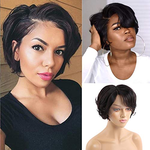 Short Bob Pixie Cut Wigs 6 Inch Lace Front Human Hair Bob Wigs for Black Women VIPbeauty 150% Density 13×6×1 Lace Human Hair Bob Wig Pre Plucked With Baby Hair Natural Hairline