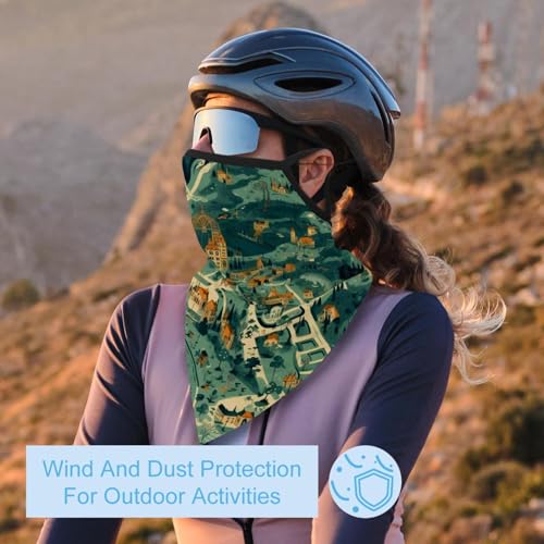 4 Pieces Map Block Neck Gaiter Bandana Face Mask, Sun Cooling Scarf Gator Cover Head for Men Women2
