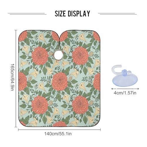 Capa profesional impermeable para corte de cabello con diseño floral coral-durazno, cierre ajustable de broche para barbería y estilismo miniatura 3