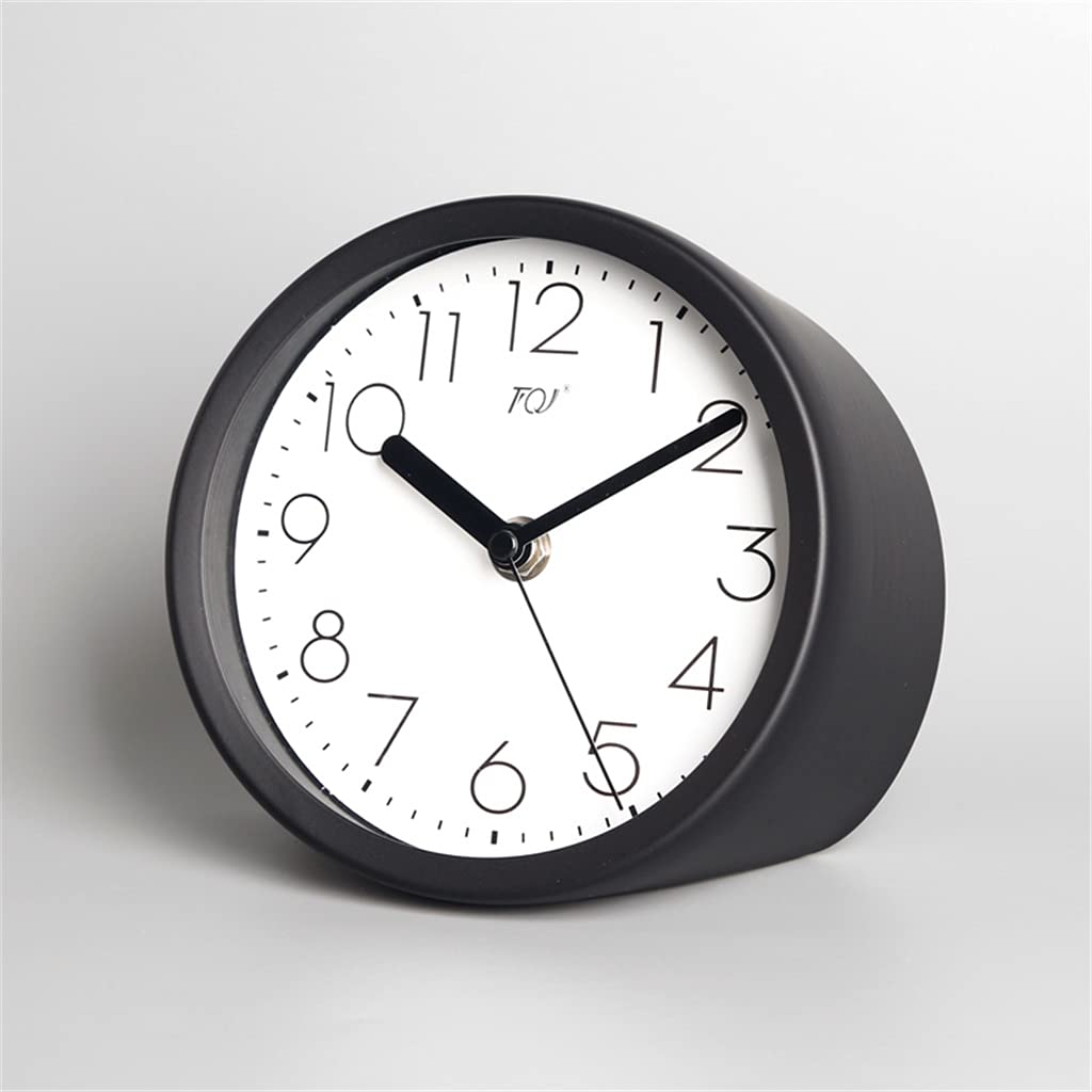 HRWLY 15cm Living Room Clock Office Desktop Minimalist Silent Table Home Decoration(Argento)