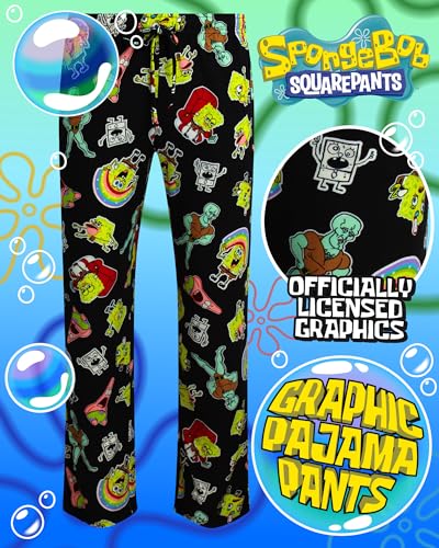 SpongeBob Mens All Over Print Pajama Pant with Adjustable, Elastic Waistband - Soft, Silky Sleepwear2