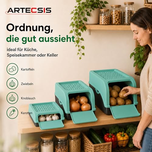 ARTECSIS® 2x Kartoffel Aufbewahrungsbox mit Deckel 4 kg mintgrün – Ansicht 5