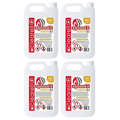 Clearell 20L | Pack of 4 x 5L | Premium Quality Kerosene Paraffin Heater Heating Oil Fuel | Compliant to BS2869C2 (5 Litres x 4 | 20 Litres)