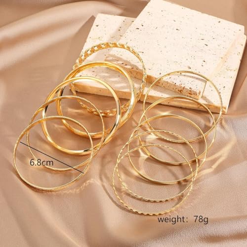 10PCS Gold Cuff Bangle Bracelets For Women Trendy Hinged Cuff Open Wide Chunky Gold Bracelet Minimalist Bangle Jewelry3