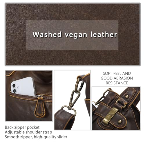 Image of Purses Women Handbags Large Double Zipper Multi Pocket Washed Shoulder Bags Purse with compartments Designer