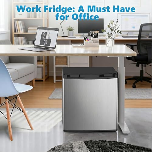 Image of Antarctic Star Mini Fridge with Freezer, Rated 1.6 cu.ft, Small Upright Refrigerator with Removable Shelves, 7 Adjustable Thermostat, Low Noise for Bedroom /Apartment /Office,Silver