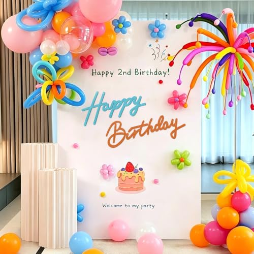 Image of TONIFUL Happy Birthday Sign for Backdrop - Glitter Orange Blue Felt Banner - Includes Dot Glue - Perfect for Birthday Party Backdrop,Wall Decr,Balloon Arch,Photo Background
