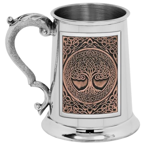 Image of English Pewter Company 1 Pint Embossed Tree of Life Bage Pewter Tankard (Copper)