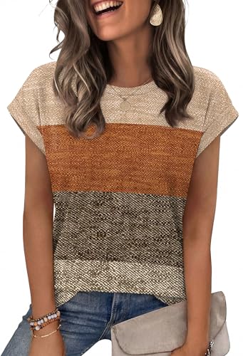 Image of Alaroo Womens Summer Tops Short Sleeve Shirts Crew Neck Tshirt Cute Trendy Tunic Blouses (S-3XL)