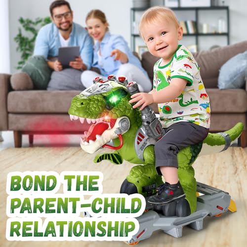 lerrbo Kinder Fahrzeuge in Dinosaurier-Design, elektrische Fahrzeuge für Kleinkinder mit Musik, Licht und RauchEffekt, Tretroller für Vorschulkinder