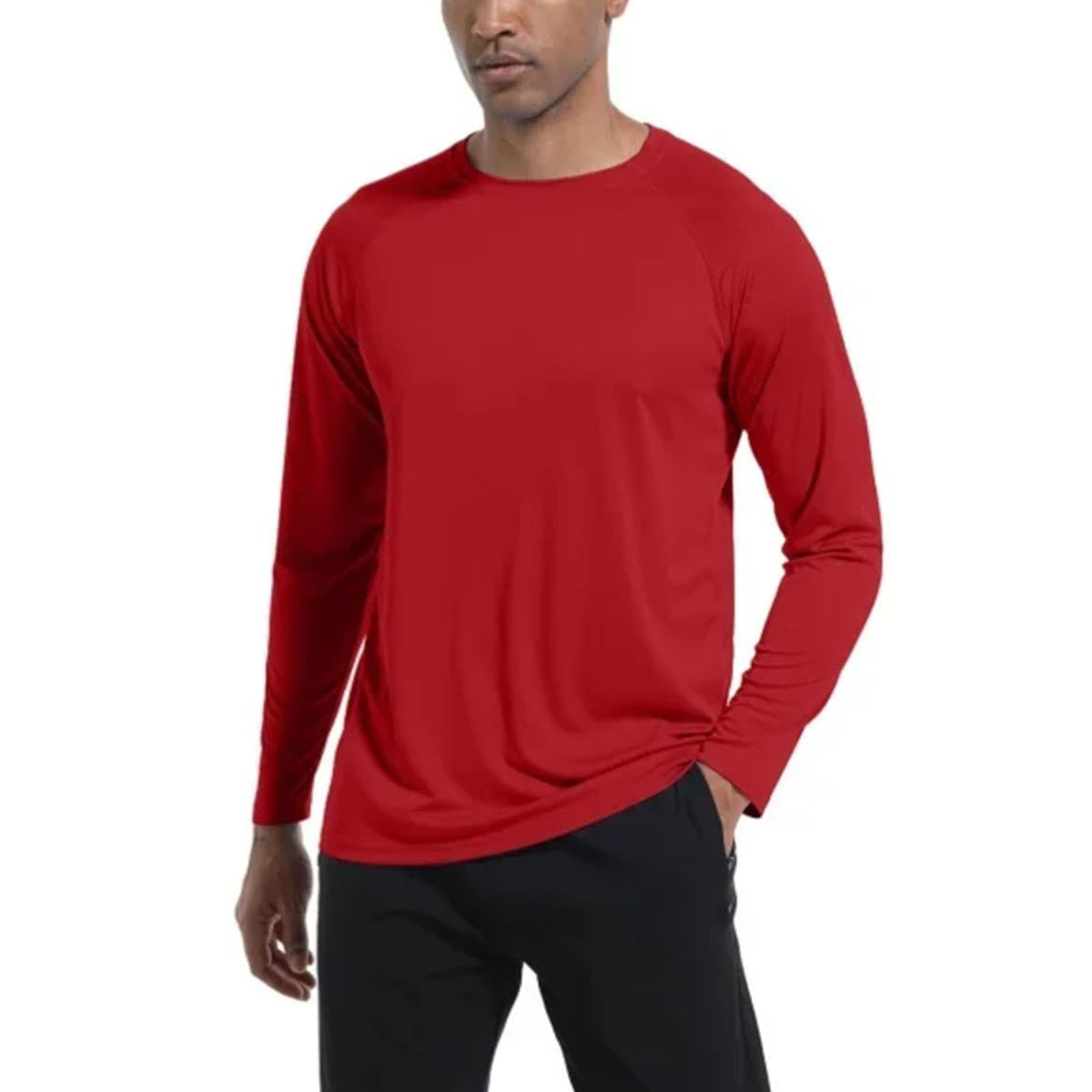 Maglietta traspirante da uomo, a maniche lunghe, traspirante, per escursionismo, pesca, casual, streetwear