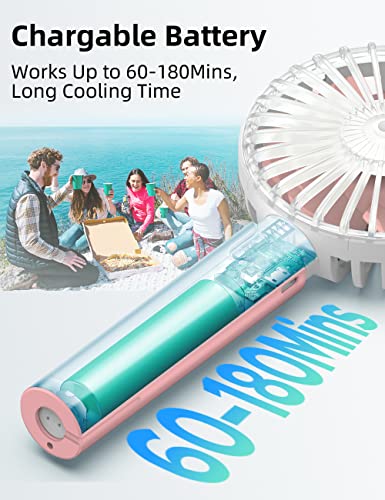 Image of UN1QUE Mini Portable Fan Battery Operated, 6 Inch Powerful USB Table Fan, 3 Speed Quiet Rechargeable Fan with Less Vibration, 720 Rotate Personal Mini Fan for Home Office Stroller Camping