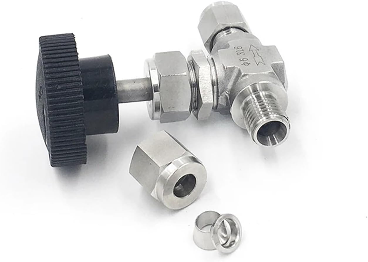 Compression Needle Valve Crane Forged 3000 PSI Fit 3/6/8/12mm 1/8" 1/4" 3/8" 1/2" OD Tube 304 316 Stainless Flow Control(SS304,6.35mm)