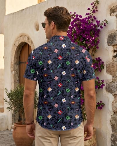 Image of 99TIMORO Fathers Movie Hawaiian Shirt for Men, Characters Button Down Short Sleeve Top, Summer Beach Gifts