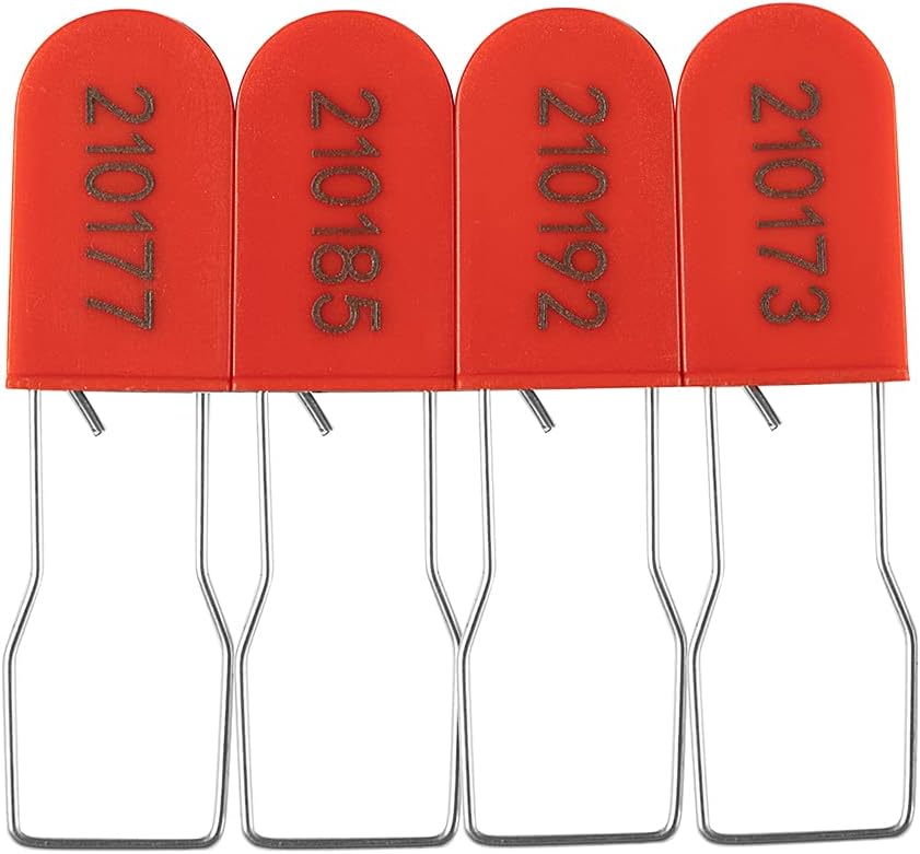 Plastic Wire Padlocks Security Seals Disposable Anti-Tamper Lock Numbered Red (Pack of 100)