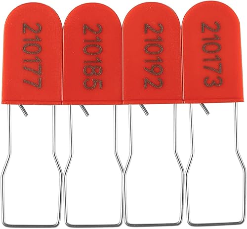 Miniatura 3 de Candados de alambre de plástico, sellos de seguridad desechables antimanipulaciones, numerados rojo (paquete de 100)