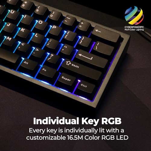 Image of CyberPowerPC CK60 Black 60% Hot-Swappable RGB Customizable Mechanical Gaming Keyboard, Dampening Foam, Aluminum CNC Case w /Gateron Red Switches and PBT Keycaps