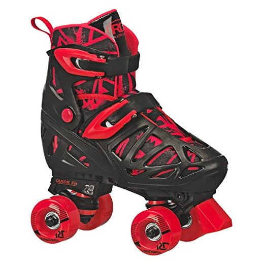 Roller Derby Trac Star Boy's Adjustable Roller Skate, Grey/Black/Red, Medium (12-2)