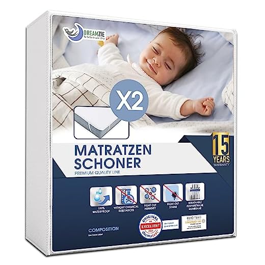 Dreamzie Matratzenschoner 70x140 Baby Wasserdicht (2er-Set) Oeko-TEX Zertifiziert - Nässeschutz Atmungsaktive