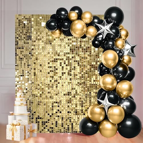 Ozikutech 24 Pcs Light Gold Shimmer Wall Backdrop Panels for Party Decor