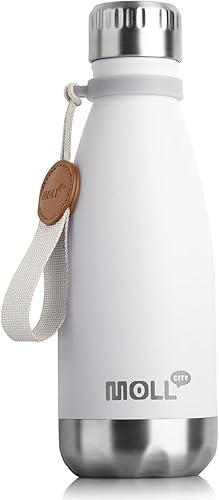 Mollcity Botella de agua para la escuela, botella de agua de acero inoxidable con aislamiento al vacío de 12 onzas, botella de agua deportiva a