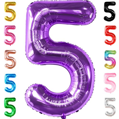 Image of KatchOn Giant Purple Number 5 Balloon - 40 Inch | Mylar Purple Number 5