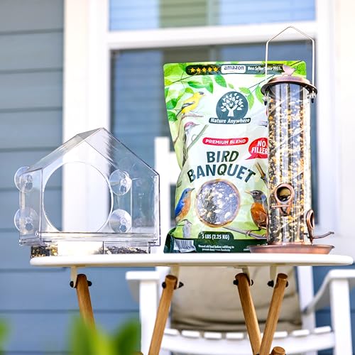 Image of Wild Bird Seed for Outside Feeders, No Filler Sunflower Bird Food, 20 lb | bird seeds for outside wild birds, over 60% sunflower with peanuts and safflower, no fillers, made in USA
