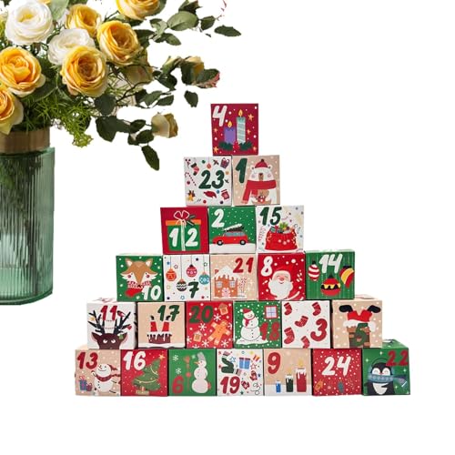 Calendario de Adviento Rellenable - Cajas de Decoración 24 Días para | Organizador Festivo Contenedor Vacío Para Festival Niños Niñas Actividades