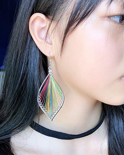 Earrings for Women Colorful Layered Leaf Earrings Bohemian Dangle Drop Tassel Silver Earrings Women Gifts4