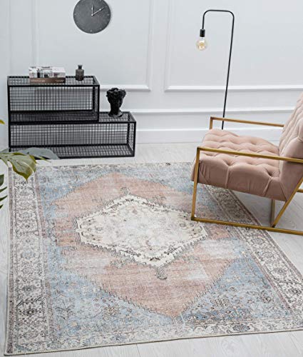 the carpet Zen Klassicher Vintage Wohnzimmer Teppich im Modernen Used Look, Superflach, Waschbar bis...