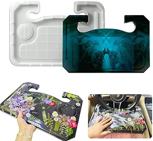 Fogun Car Tray Mold,Car Steering Wheel Desk Table Resin Silicone Mold DIY Laptop Stand Table Holder Mold Silicone Car Desk Mold for Travel